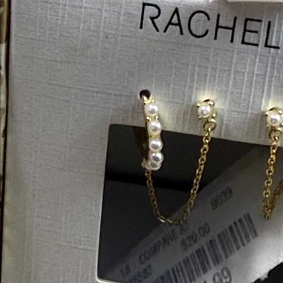 Rachel Zoe Gold and Pearl Chain Earrings - Picture 2 of 3